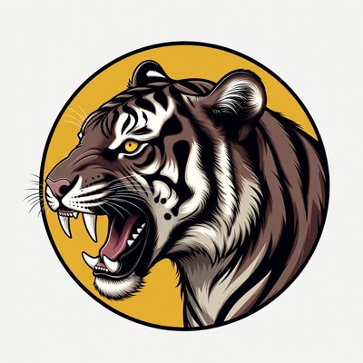 Roaring tiger head illustration