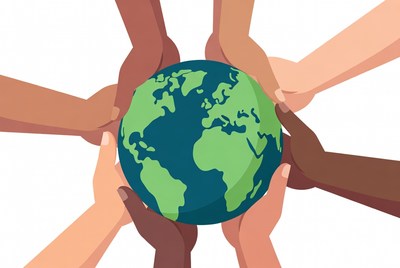 Hands Holding Earth Illustration