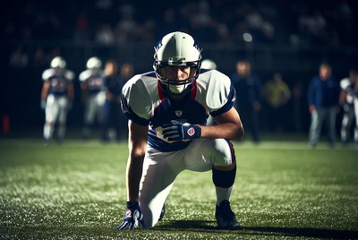 Football player in ready stance