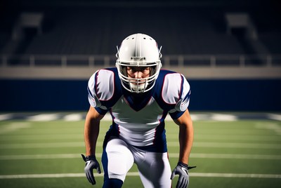 Football player in ready stance