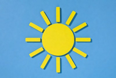 Yellow Sun on Blue Background