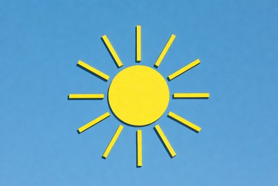 Yellow sun on blue background