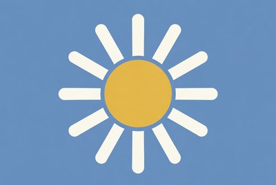 Yellow Sun Clipart on Blue Background
