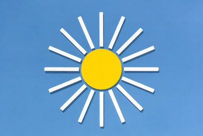 Yellow sun on blue background