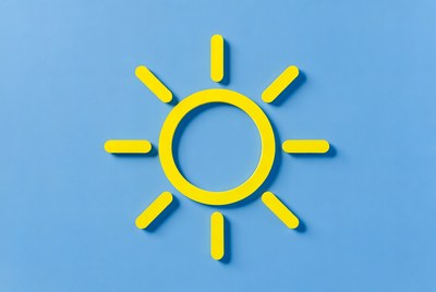 Yellow sun on blue background