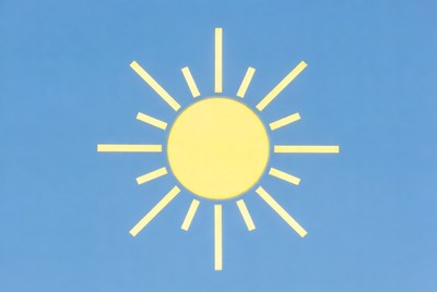 Yellow Sun on Blue Background