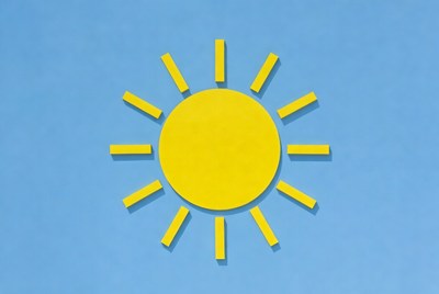 Yellow sun on blue background