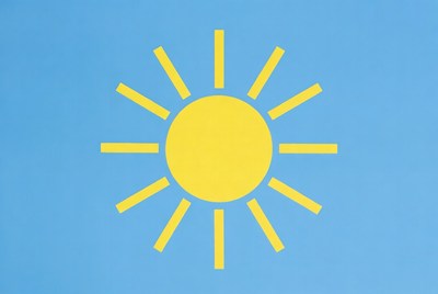 Yellow sun on blue background