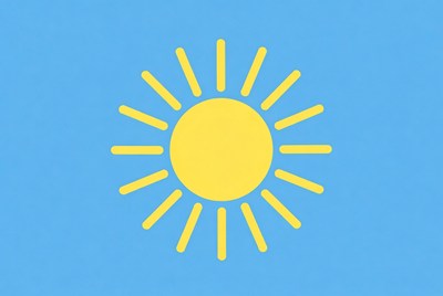 Yellow sun on blue background