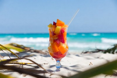 Fruit Salad in Glass on Beach