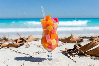 Fruit Cocktail Glass on Beach