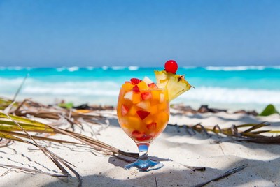 Fruit Salad Glass on Beach