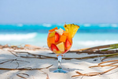Fruit Salad Glass on Beach