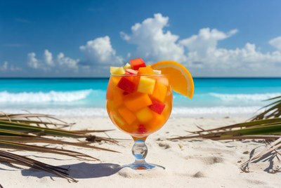 Sangria with fruit on beach