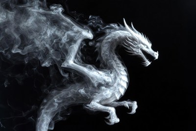 White Dragon in Smoke