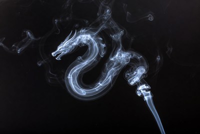 Smoke Dragon on Black Background