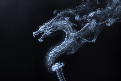 Smoke Dragon on Black Background