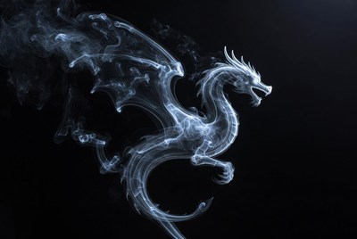 Smoke Dragon on Black Background