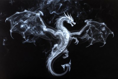 White Dragon in Smoke