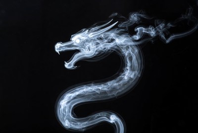 Smoke Dragon on Black Background