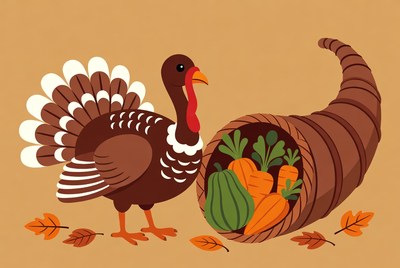 Turkey with Cornucopia and Vegetables