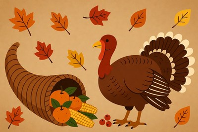 Thanksgiving Turkey with Cornucopia