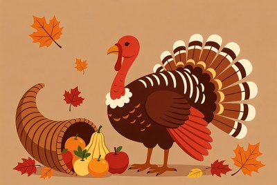 Thanksgiving Turkey with Cornucopia