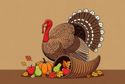 Thanksgiving Turkey with Cornucopia