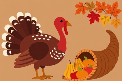 Thanksgiving Turkey with Cornucopia