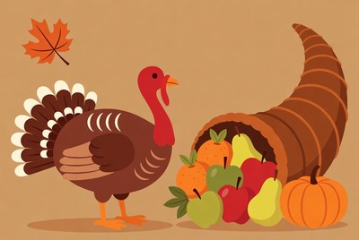 Thanksgiving Turkey with Cornucopia