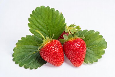 Fresh Strawberries with Leaves