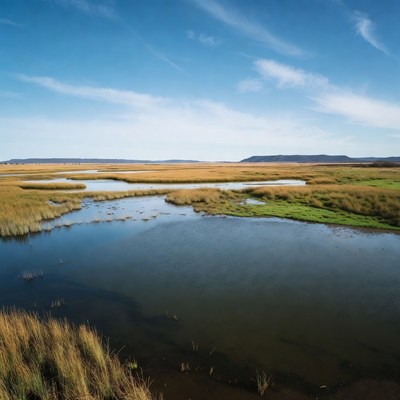 Vast Marshland with Water and Reeds