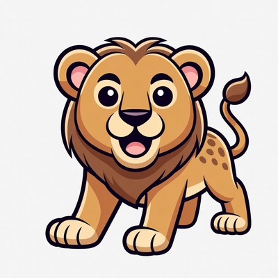 Cute cartoon lion cub