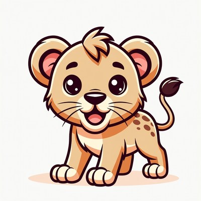 Cute cartoon lion cub