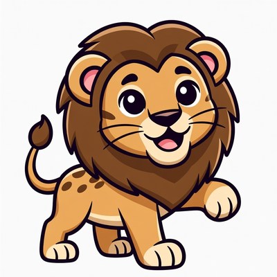 Cute cartoon lion illustration