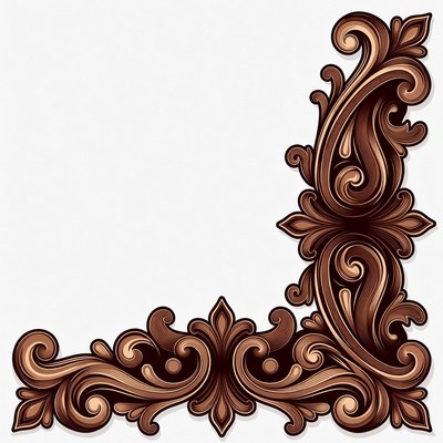 Ornate Brown Floral Corner Border