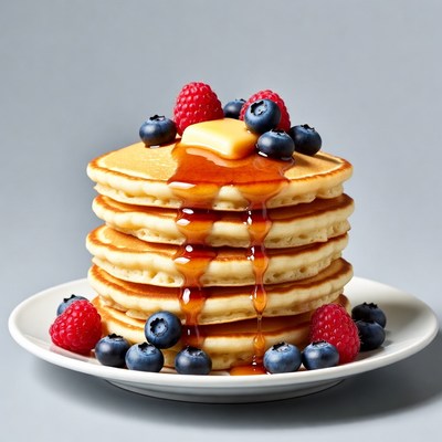 Pancakes with Maple Syrup and Berries