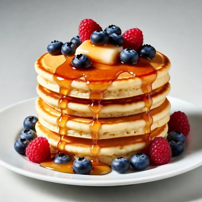 Pancakes with blueberries and butter