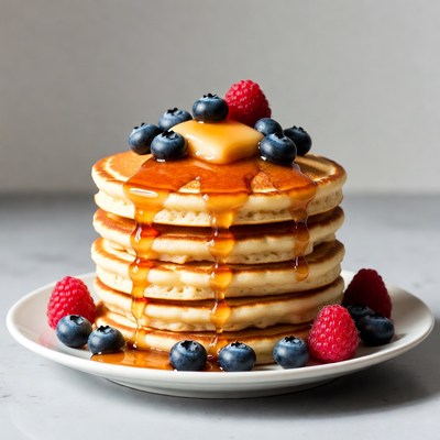 Pancakes with Maple Syrup and Berries