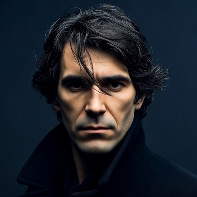 Man with dark hair in black coat