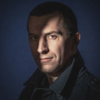 Man in trench coat portrait