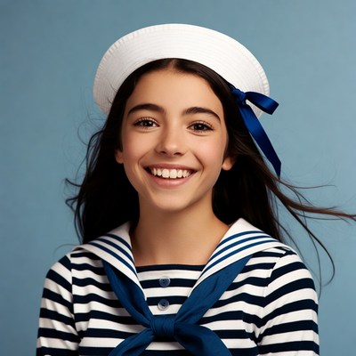 Girl in sailor outfit smiling