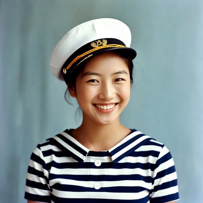 Asian girl in sailor uniform smiling
