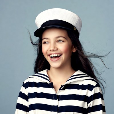 Girl smiling in sailor hat and uniform