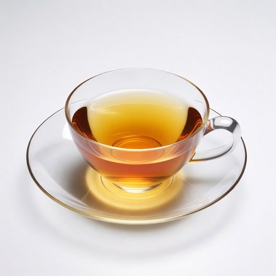 Glass tea cup with saucer