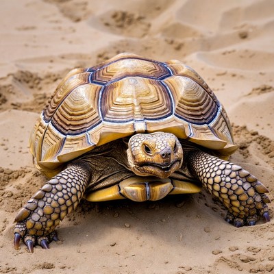 Radiated Tortoise on Sandy Beach