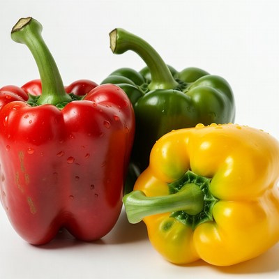 Colorful Bell Peppers on White Background