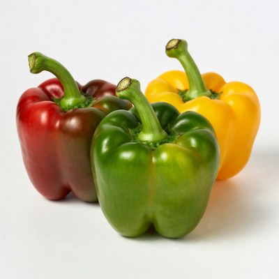 Colorful bell peppers on white background
