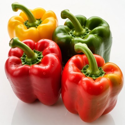 Colorful bell peppers on white background