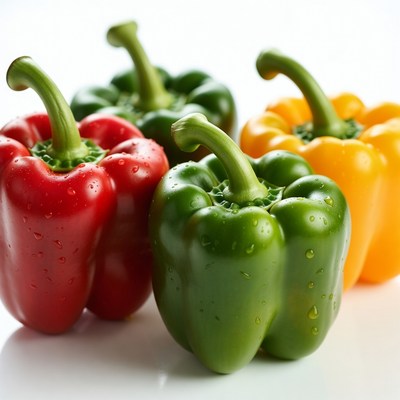 Colorful Bell Peppers on White Background